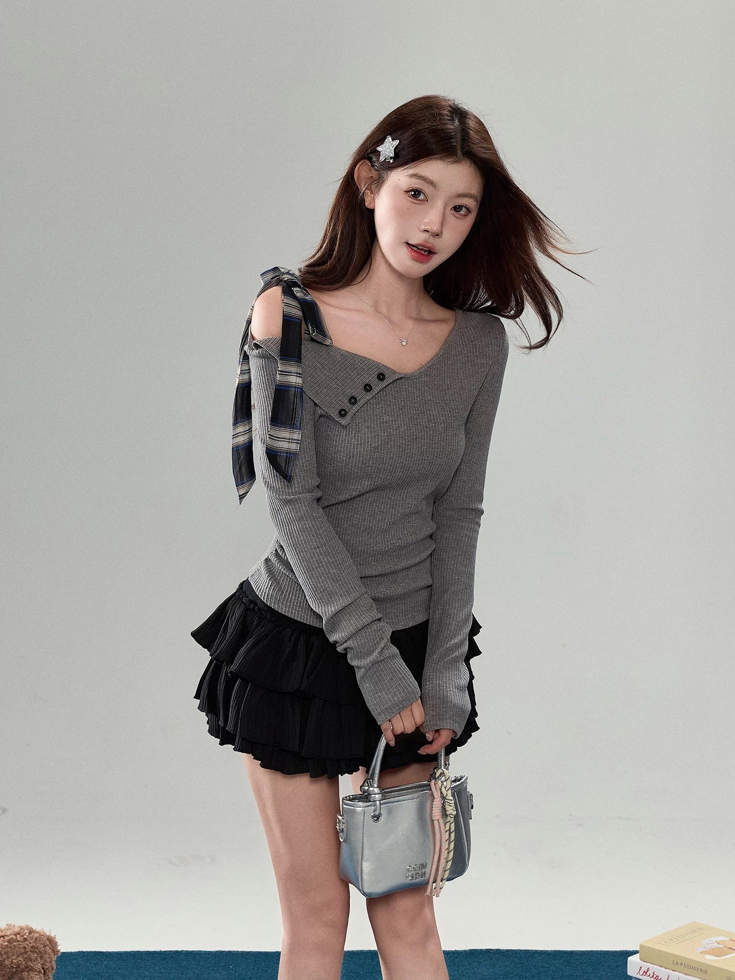 【笨比甜sweety】リボン付き 長袖ニット