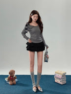 【笨比甜sweety】リボン付き 長袖ニット