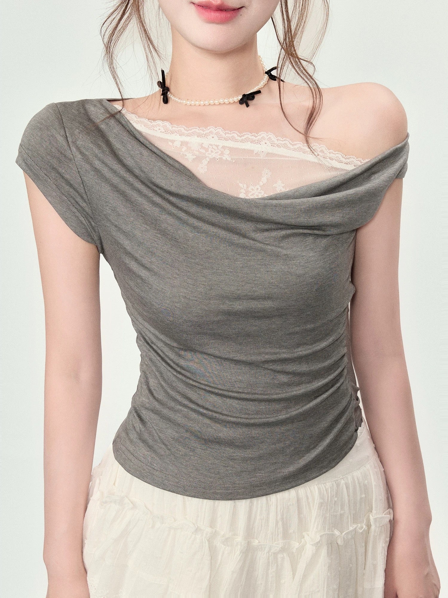 【笨比甜sweety】レース ワンショルＴ