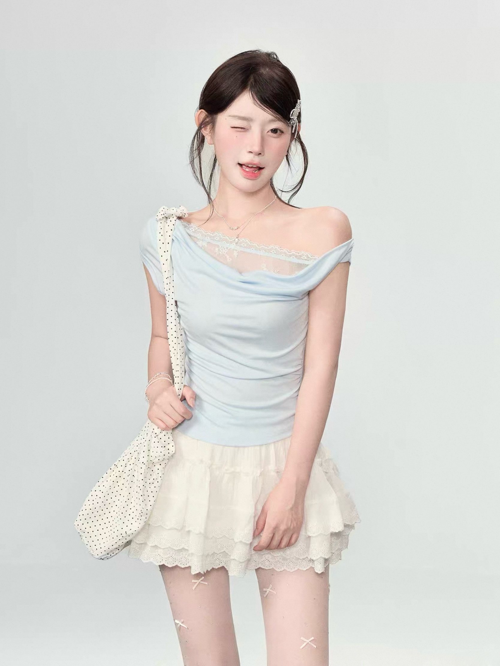 【笨比甜sweety】レース ワンショルＴ