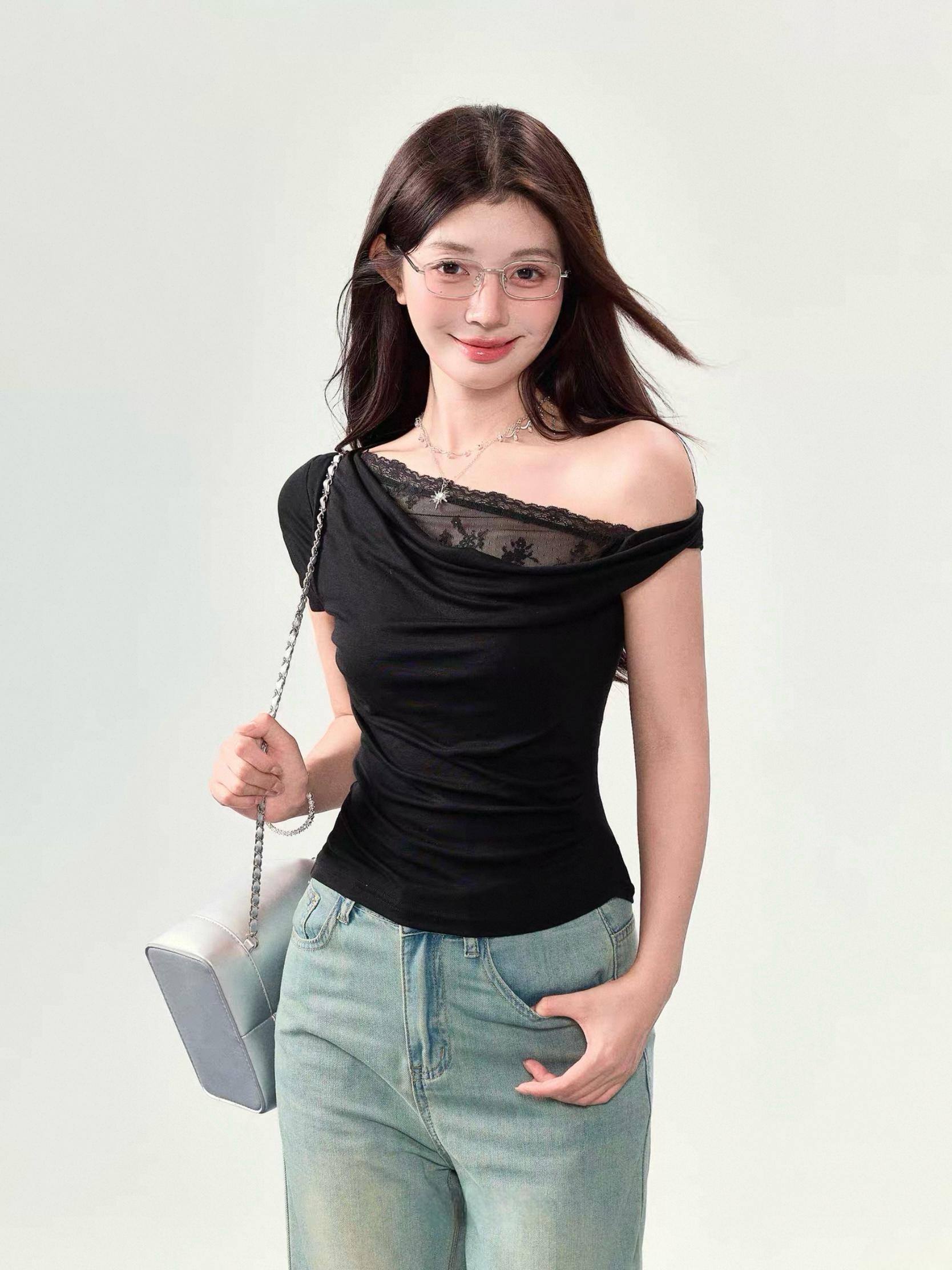 【笨比甜sweety】レース ワンショルＴ