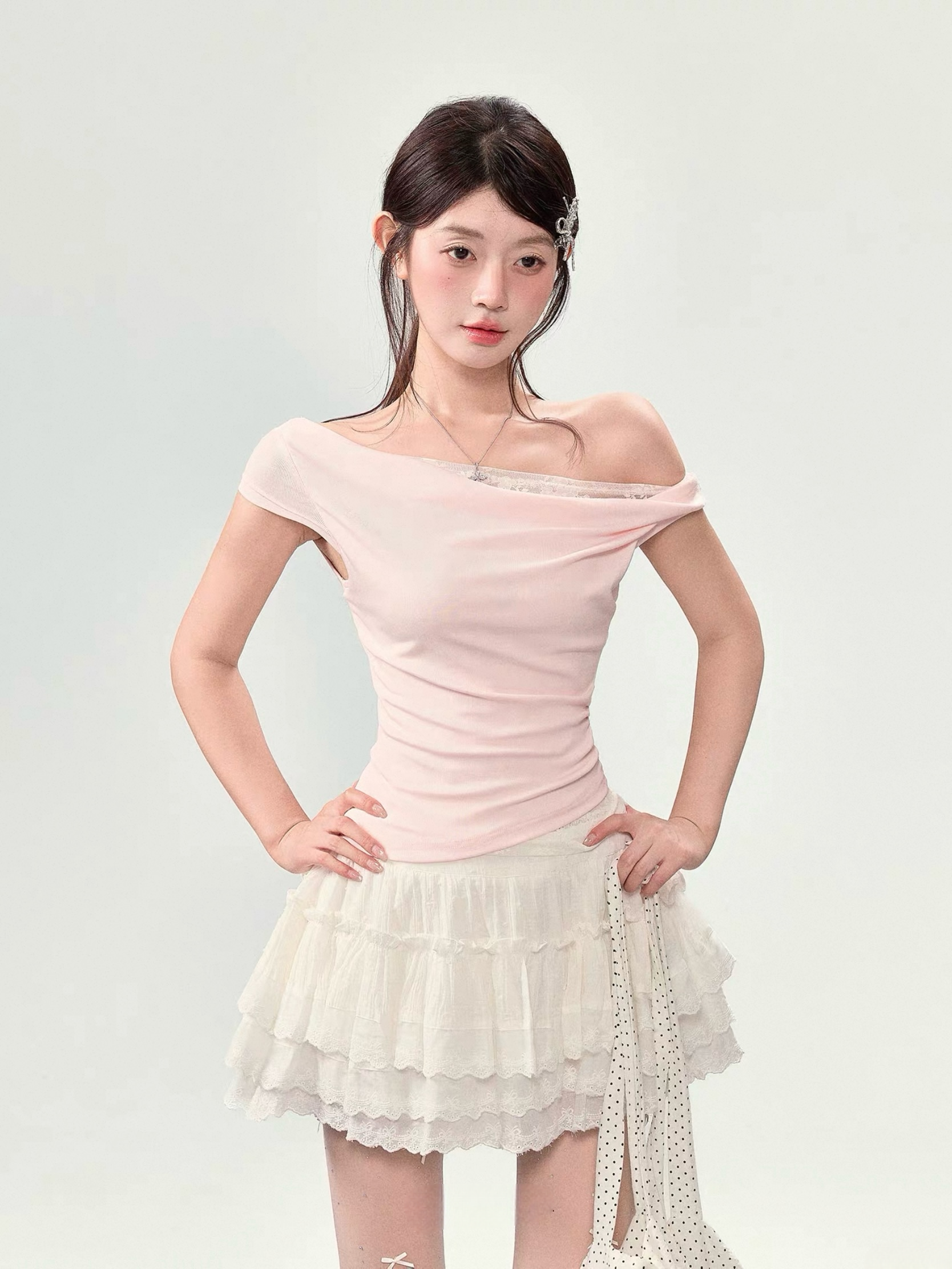 【笨比甜sweety】レース ワンショルＴ