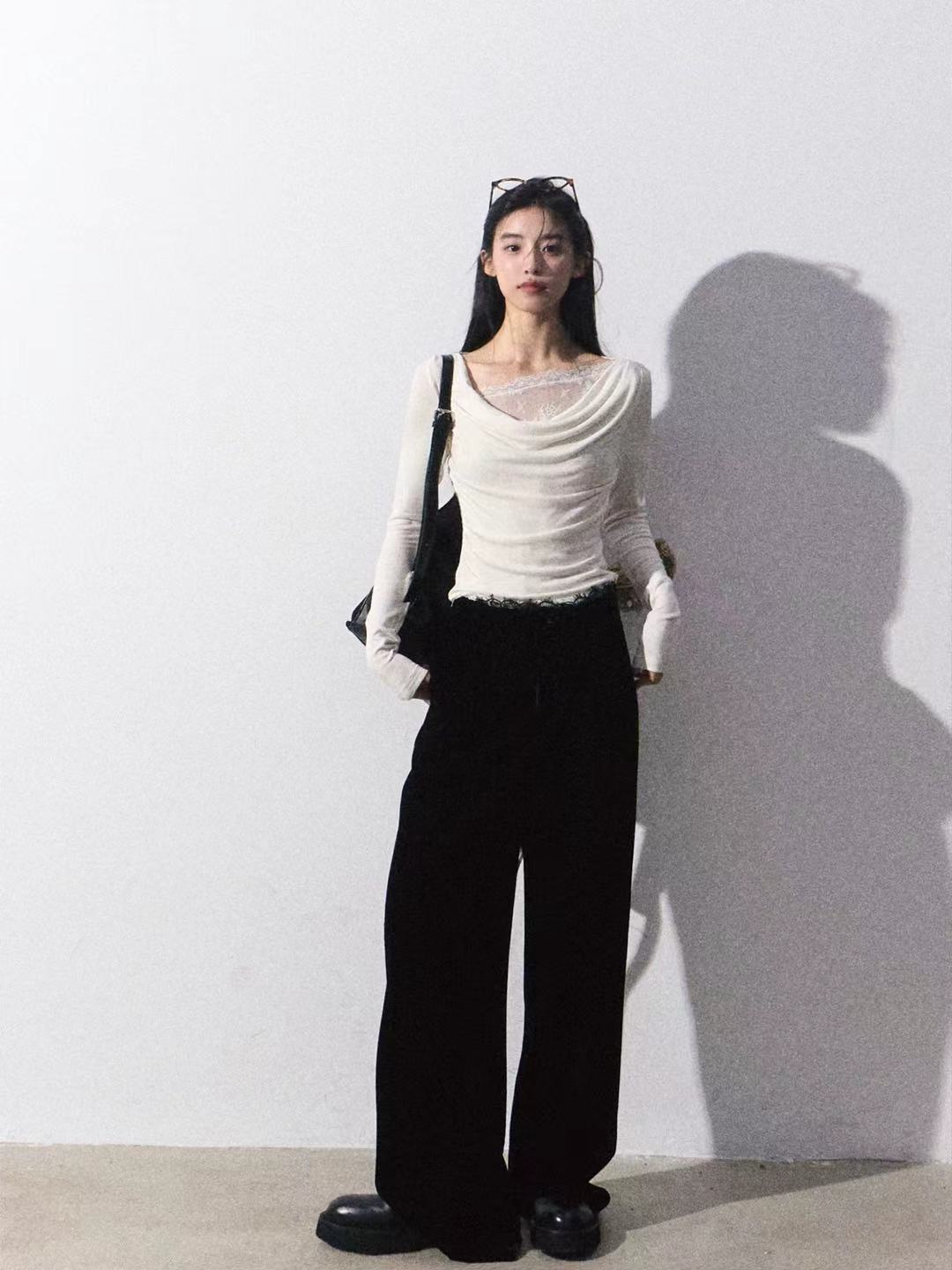 【OAKMOO】レース 重ね着風ニット