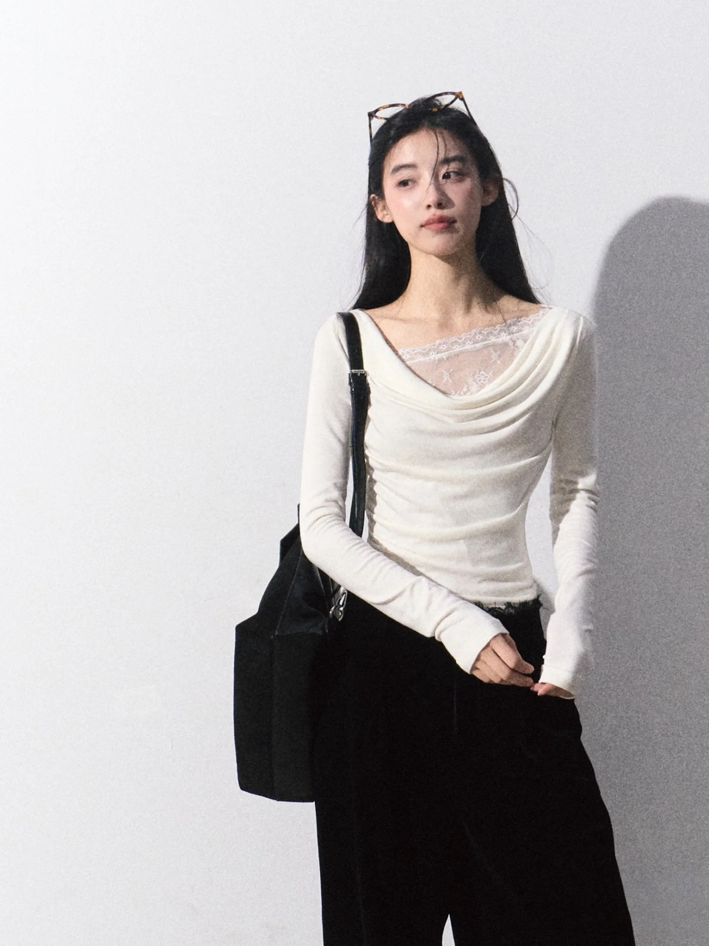 【OAKMOO】レース 重ね着風ニット