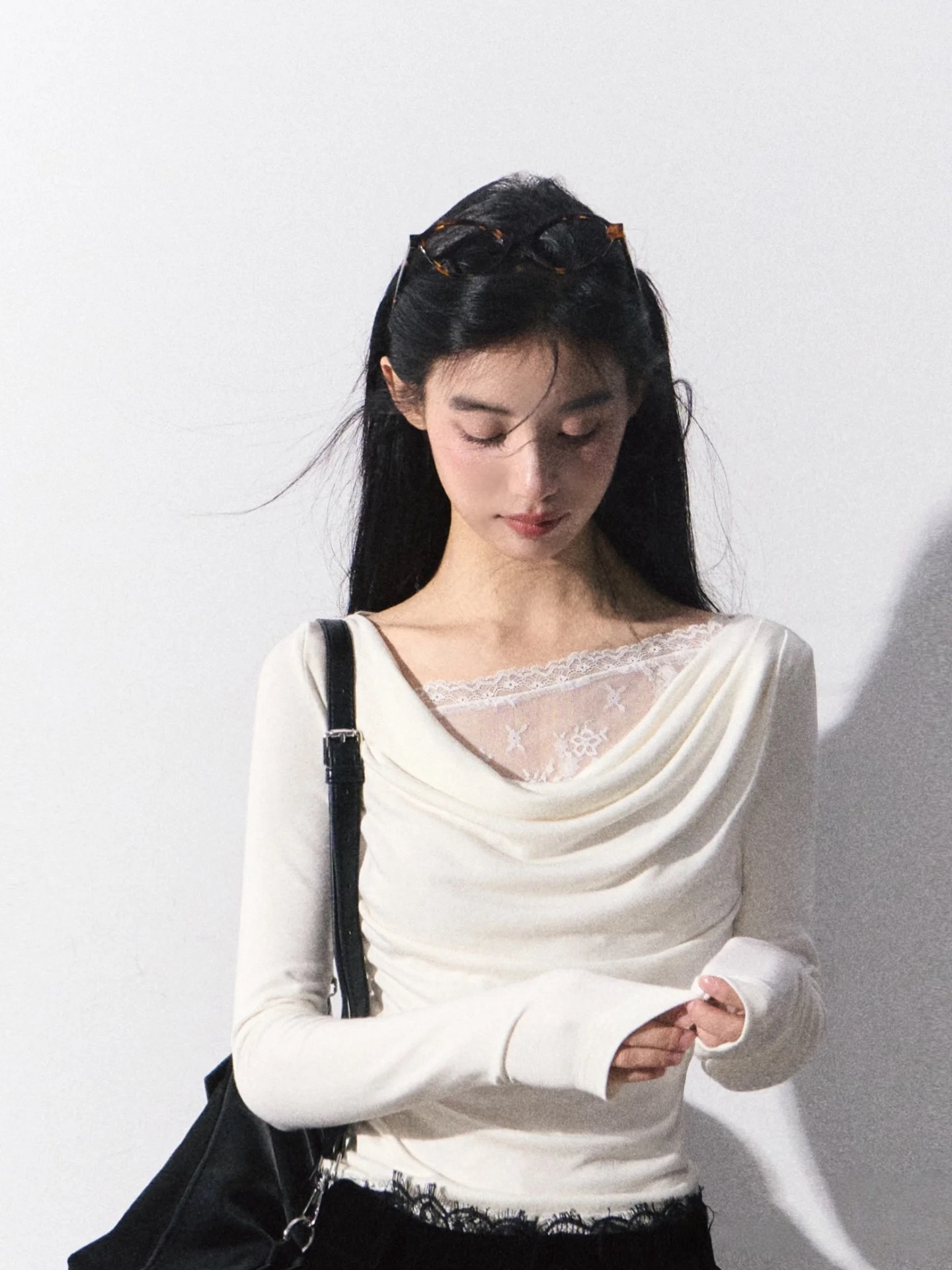 【OAKMOO】レース 重ね着風ニット