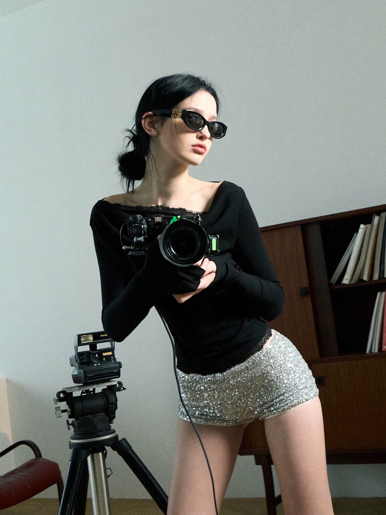 【OAKMOO】レース 重ね着風ニット