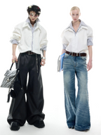 【ArguE CulturE】重ね着風 ストライプシャツ ブルー