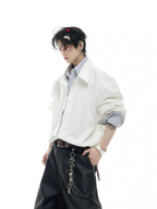 【ArguE CulturE】重ね着風 ストライプシャツ ブルー