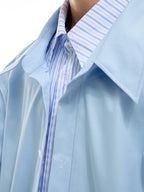 【ArguE CulturE】重ね着風 ストライプシャツ ブルー