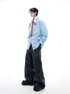 【ArguE CulturE】重ね着風 ストライプシャツ ブルー