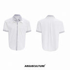 【ArguE CulturE】重ね着風 ストライプシャツ ブルー