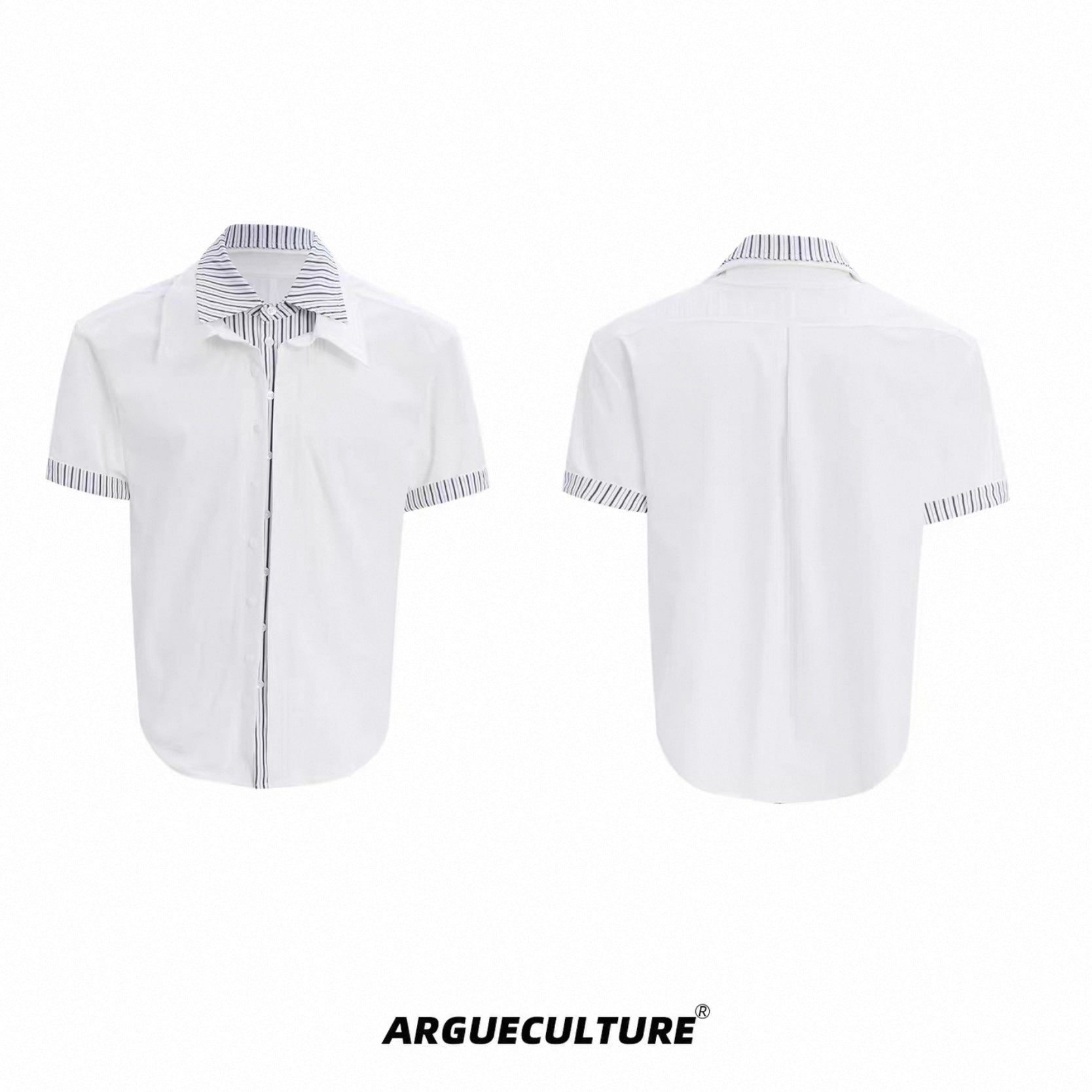 【ArguE CulturE】重ね着風 ストライプシャツ ブルー