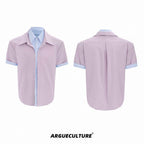 【ArguE CulturE】重ね着風 ストライプシャツ ブルー