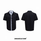 【ArguE CulturE】重ね着風 ストライプシャツ ブルー